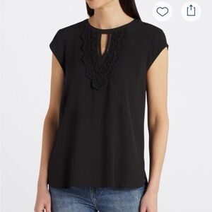 Daniel Rainn Black Crochet Accent Blouse